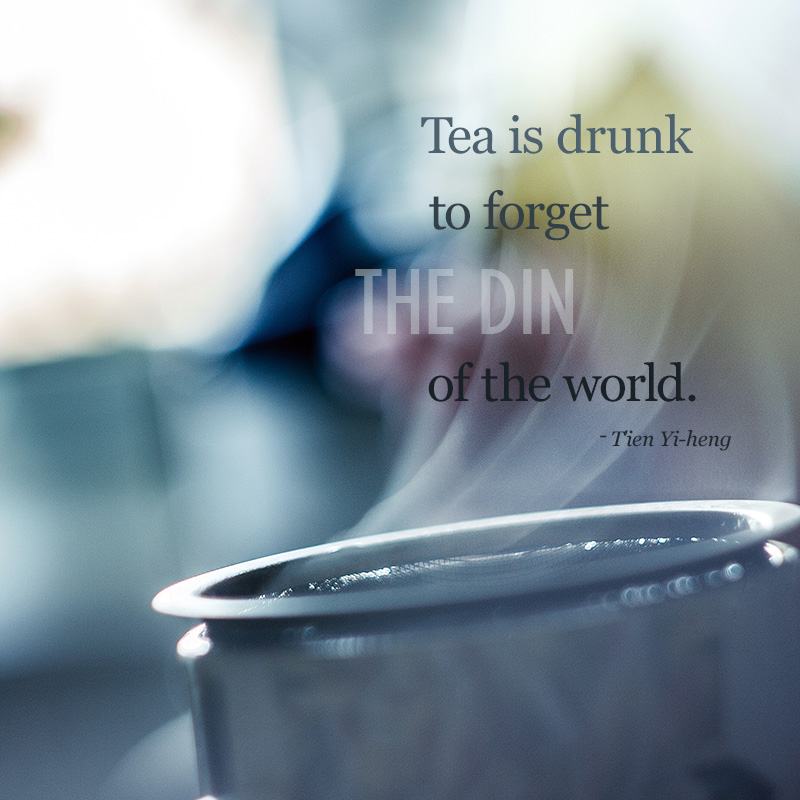 Tea is drunk to forget the din of the world. ~T'ien Yi-heng