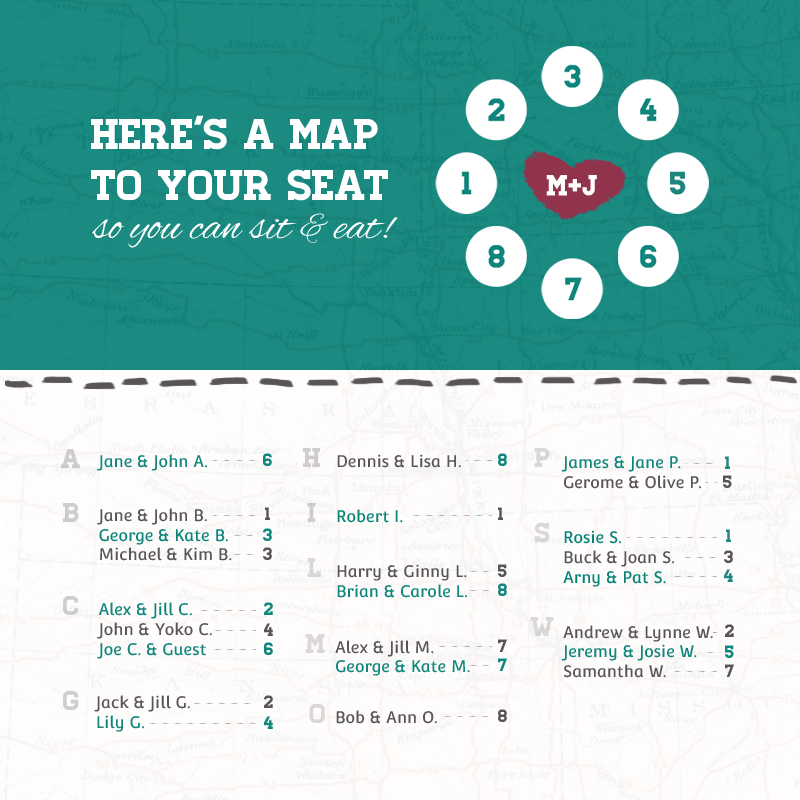 A wedding seating chart