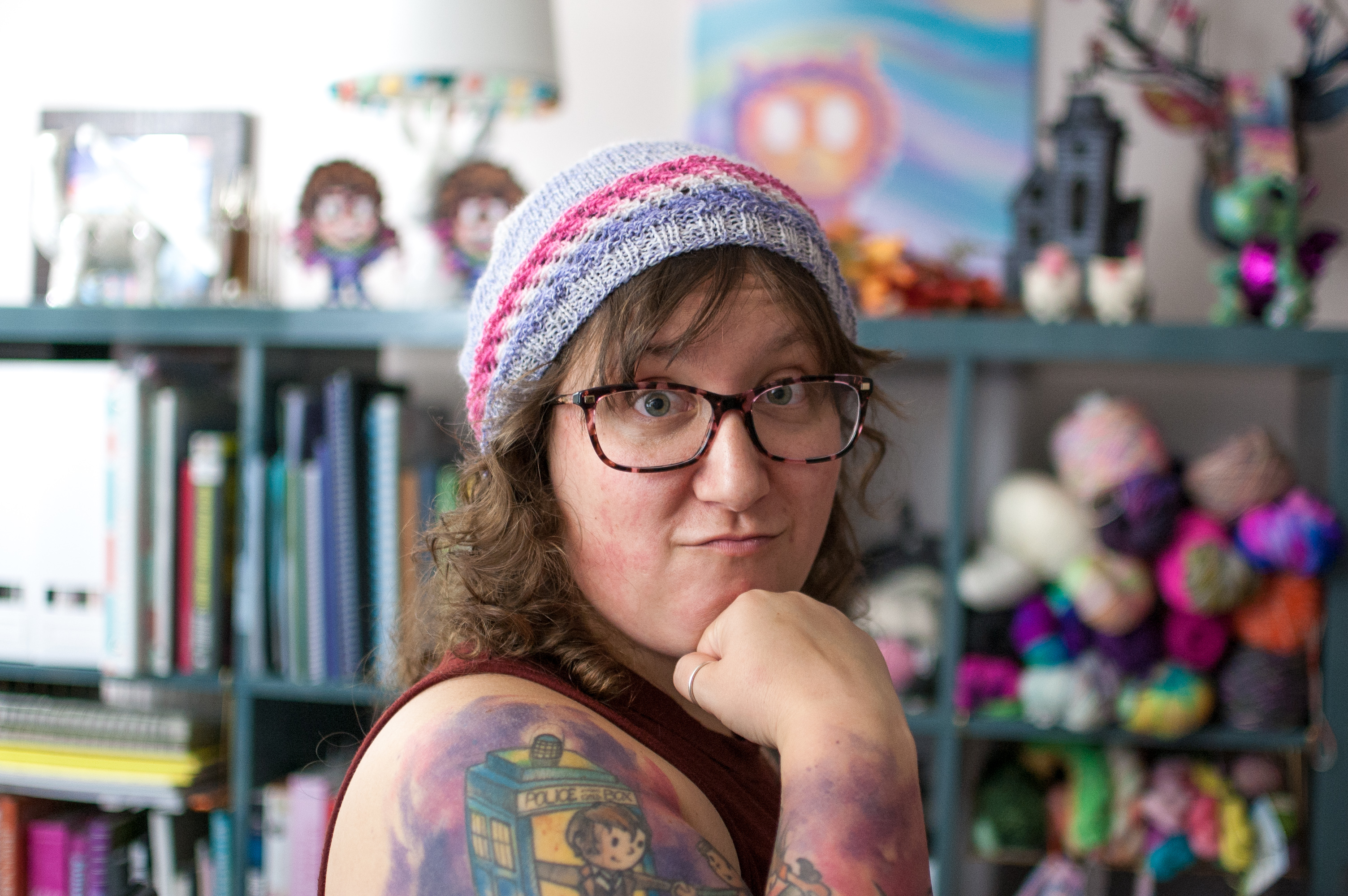 Find Familiar, a fun, lacy, easy hat to knit!